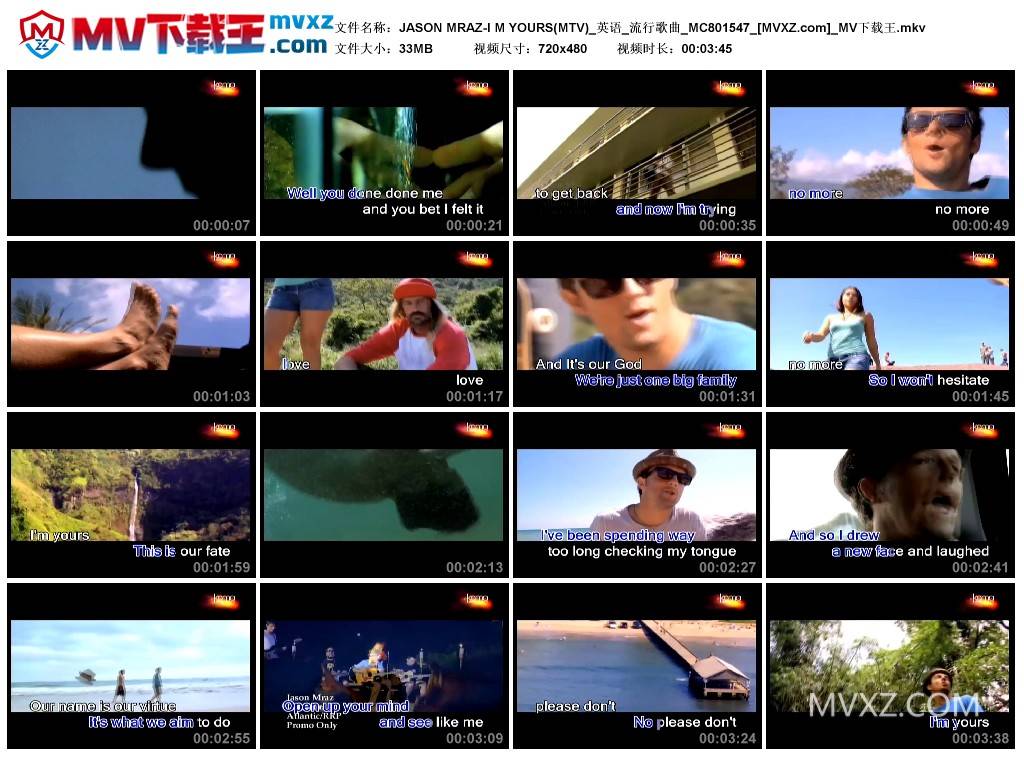 JASON MRAZ-I M YOURS(MTV)_英语_流行歌曲_MC801547